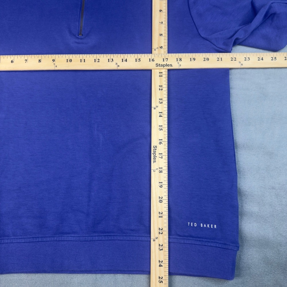 Ted Baker Antram Quarter Zip Pullover Size 5 XL Blue Cotton Blend Sweater Mens - Picture 6 of 9